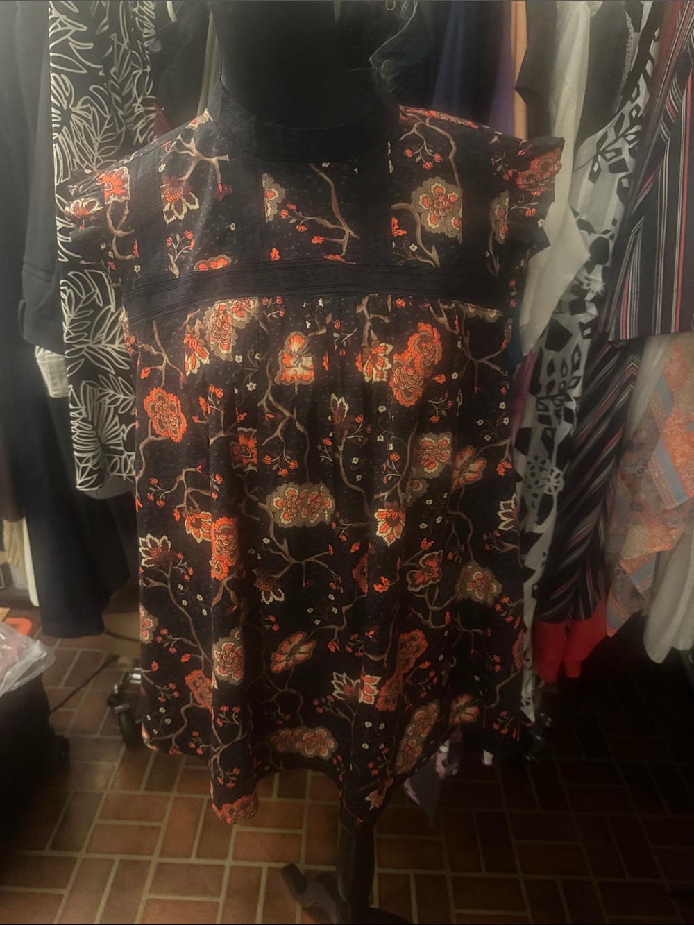 Lane Bryant Black Dress with Orange Floral Print